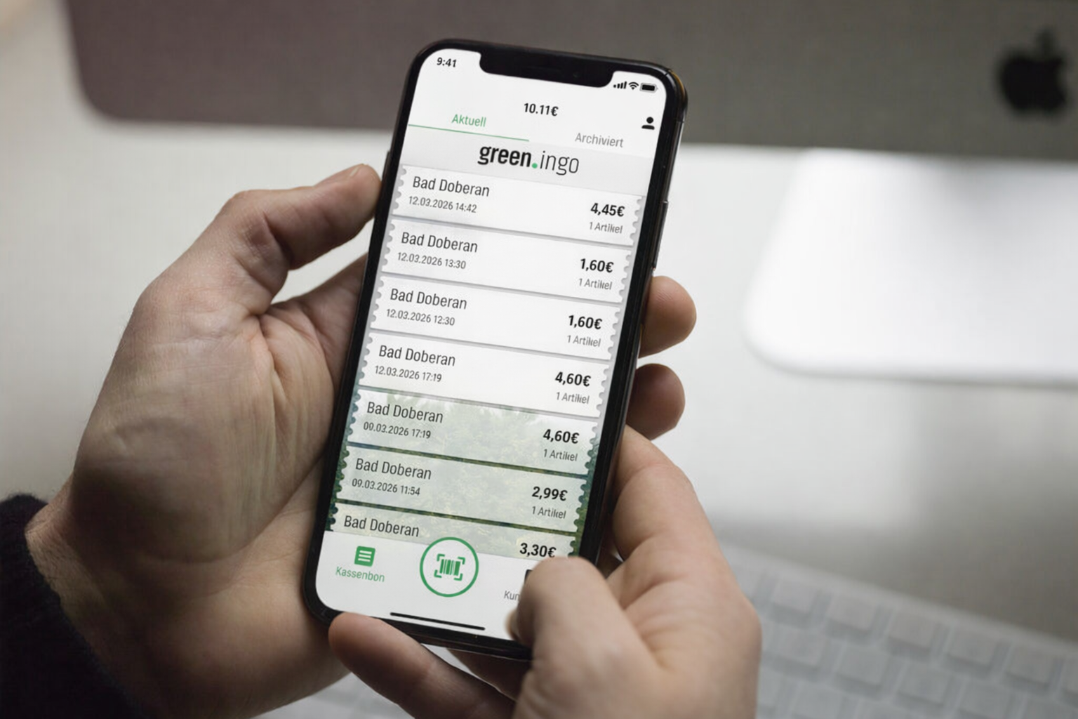 Handy mit GreenIngo App