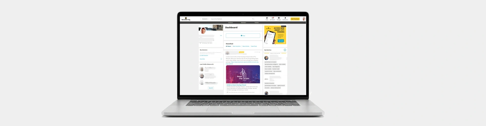 Screenshot der Platform mit verwischten Namen